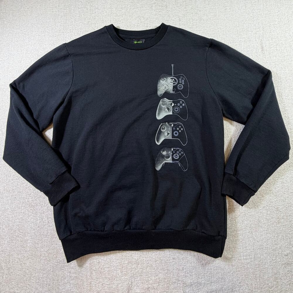 Xbox Men's Black Large Graphic Long Sleeve Gaming Crewneck Pullover Sweatshirt